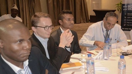 (L-r): Wasinda Nganjiwa, product manager MTN; Paul Midy, CEO Jovago; Kushal Dutta, managing director, Jovago Nigeria, during the AGM and handover ceremony held in Lagos.